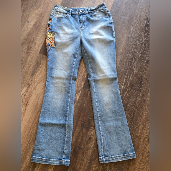 Flamingals Horse Embroidery Bootcut Jeans - Picture 3 of 11